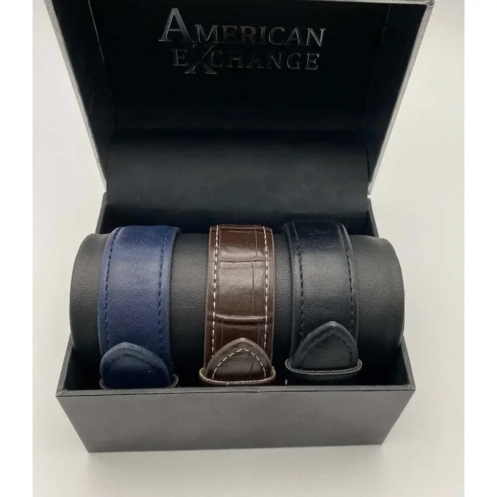 American Exchange Mens Watch Strap Gift Set 3 Interchangeable Bands